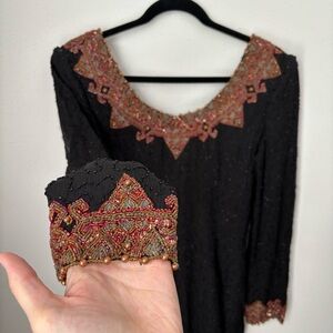 Silky Nites Vintage Beaded Cocktail Dress